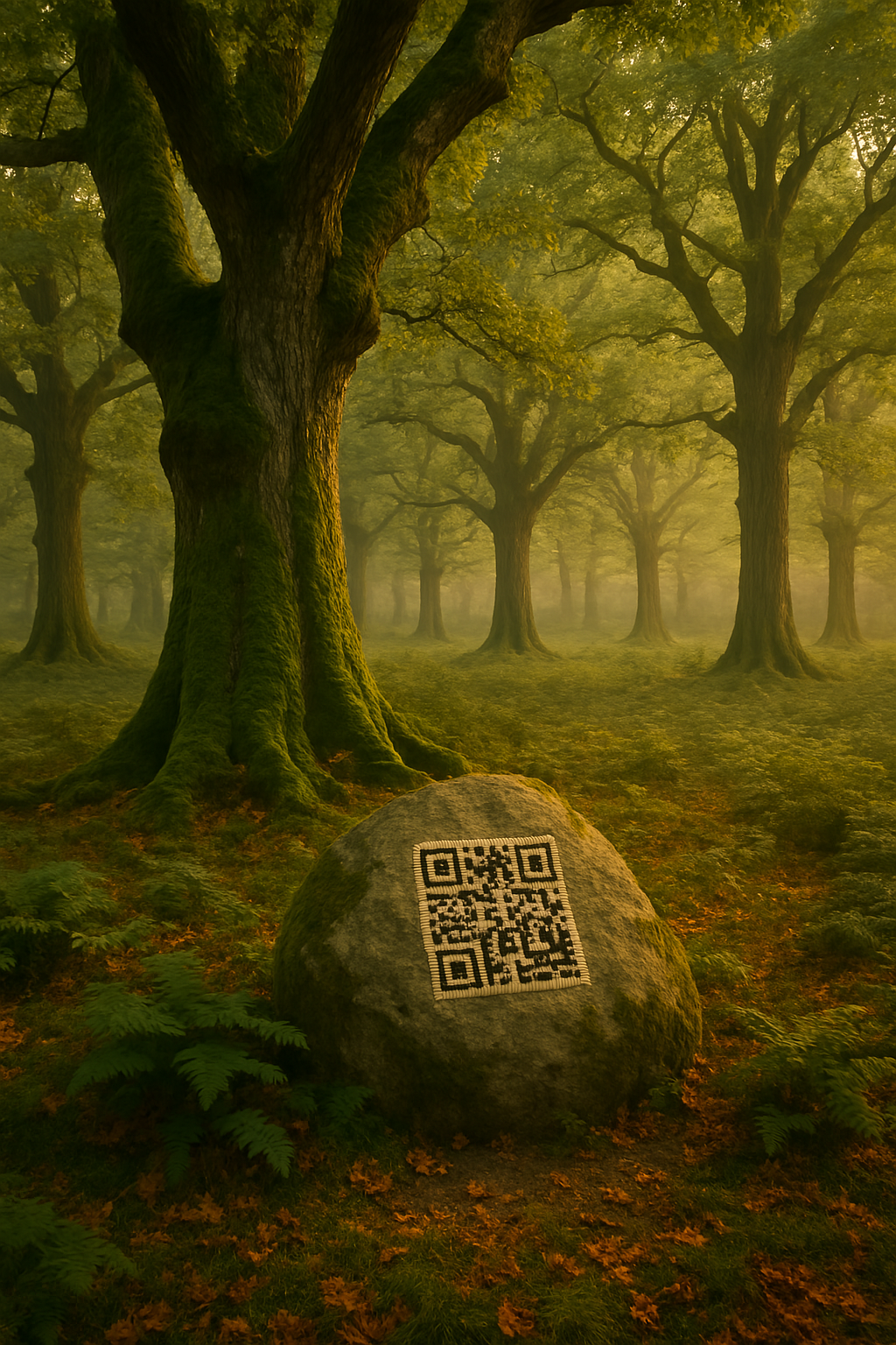 Foto van bos met qr